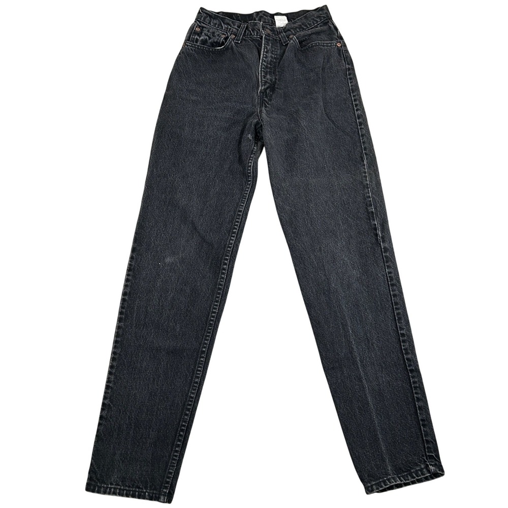Vintage Levi's 501 Jeans USA Black Denim High Waisted Straight Leg Womens 9 M